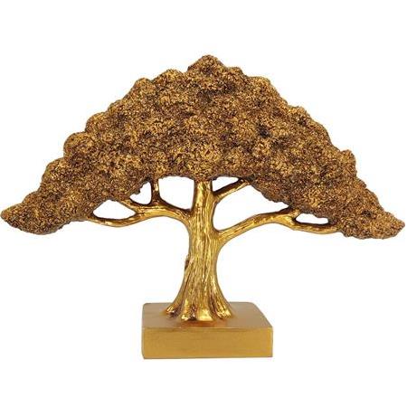 Polyester Dekoratif Bonsai Ağacı Biblo 32 cm Altın Renk