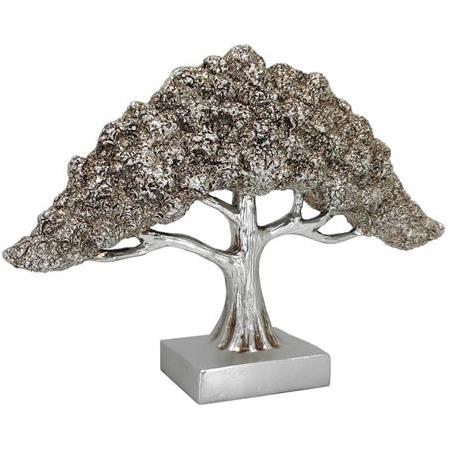 Polyester Dekoratif Bonsai Ağacı Biblo 32 cm Gümüş Renk